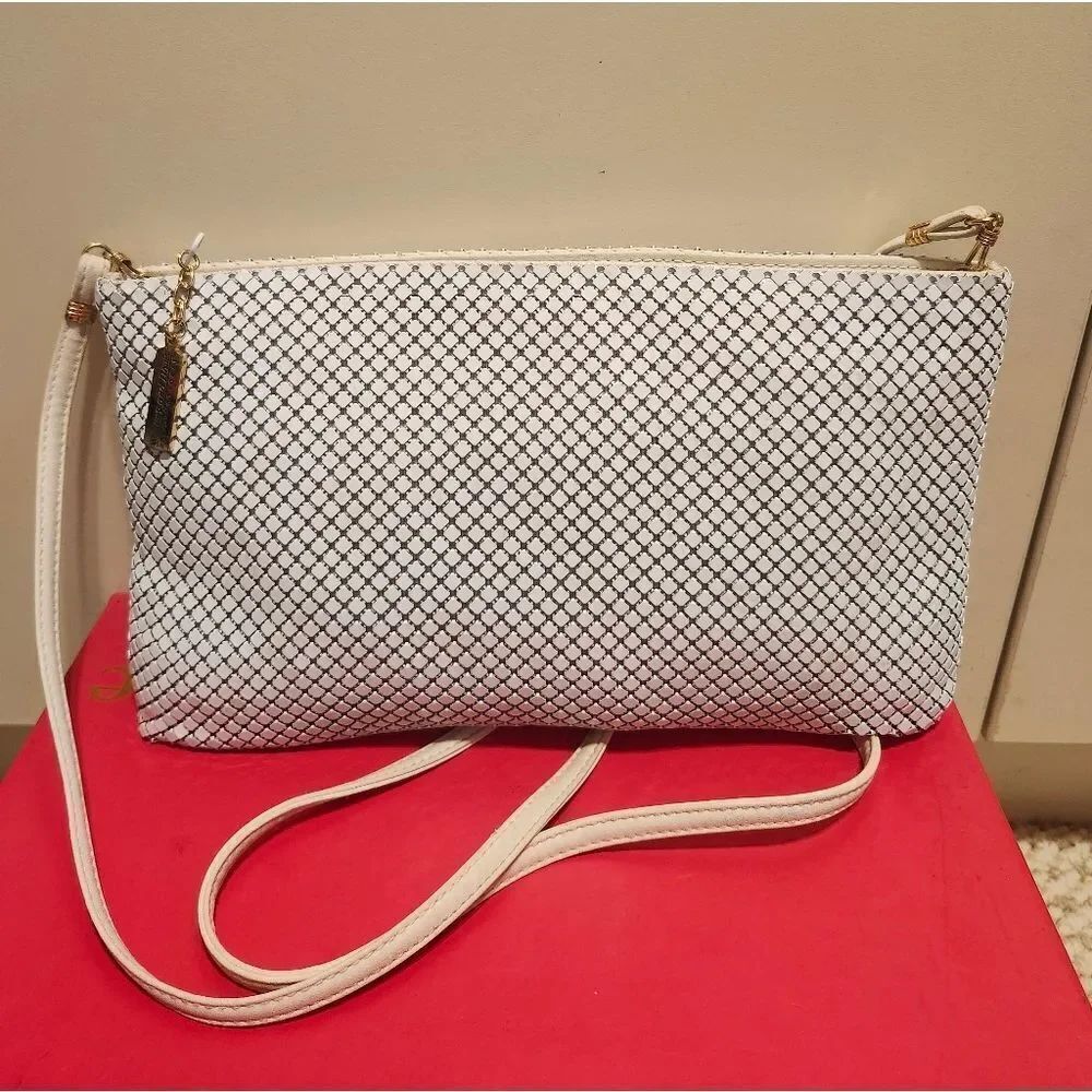 Vintage Mint '60s Whiting & Davis White Mesh Evening Shoulder Bag USA Never Used